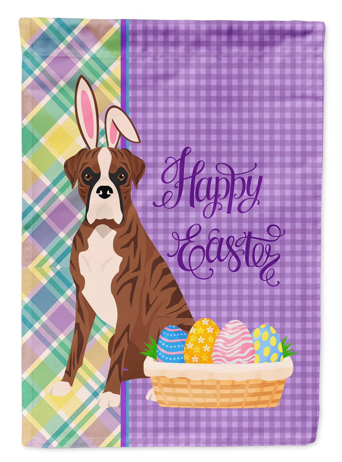 Natural Eared Red Brindle Boxer Easter Flag Garden Size