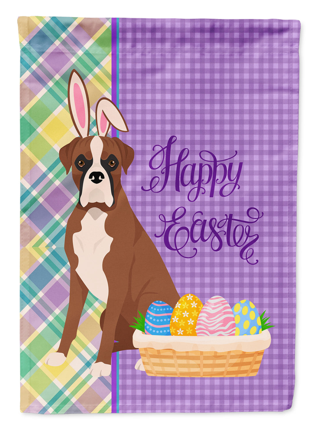 Natural Eared Red Fawn Boxer Easter Flag Garden Size