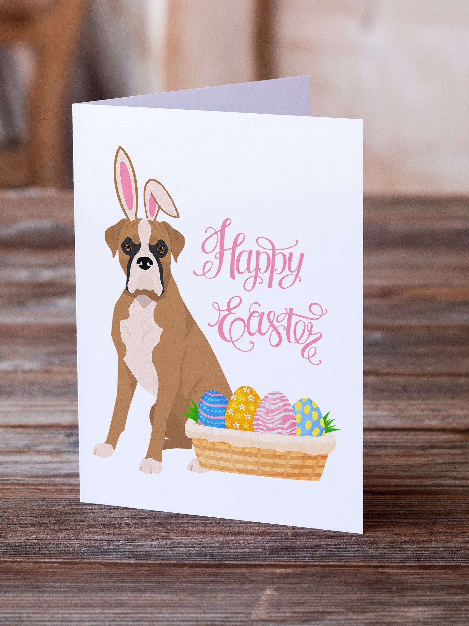 Natural Eared Fawn Boxer Easter Greeting Cards and Envelopes Pack of 8 - the-store.com