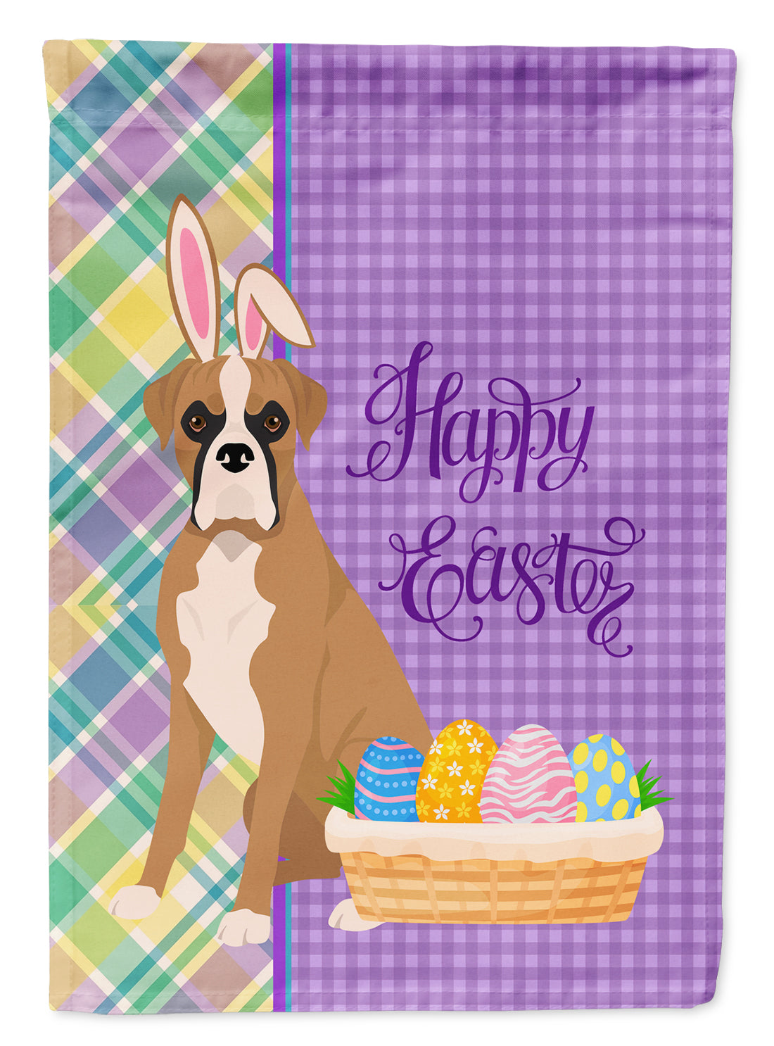 Natural Eared Fawn Boxer Easter Flag Garden Size  the-store.com.