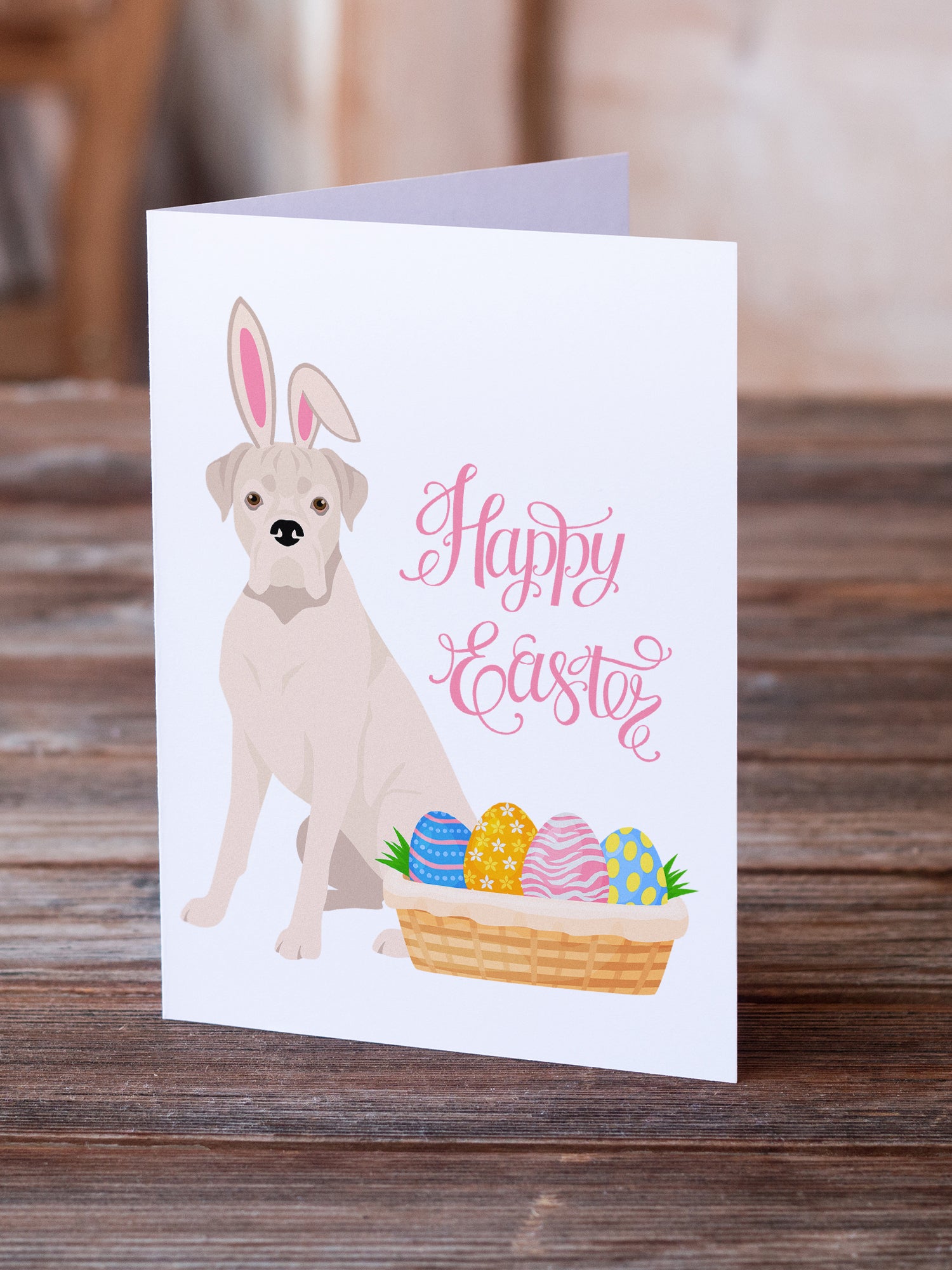 Natural Eared White Boxer Easter Greeting Cards and Envelopes Pack of 8 - the-store.com
