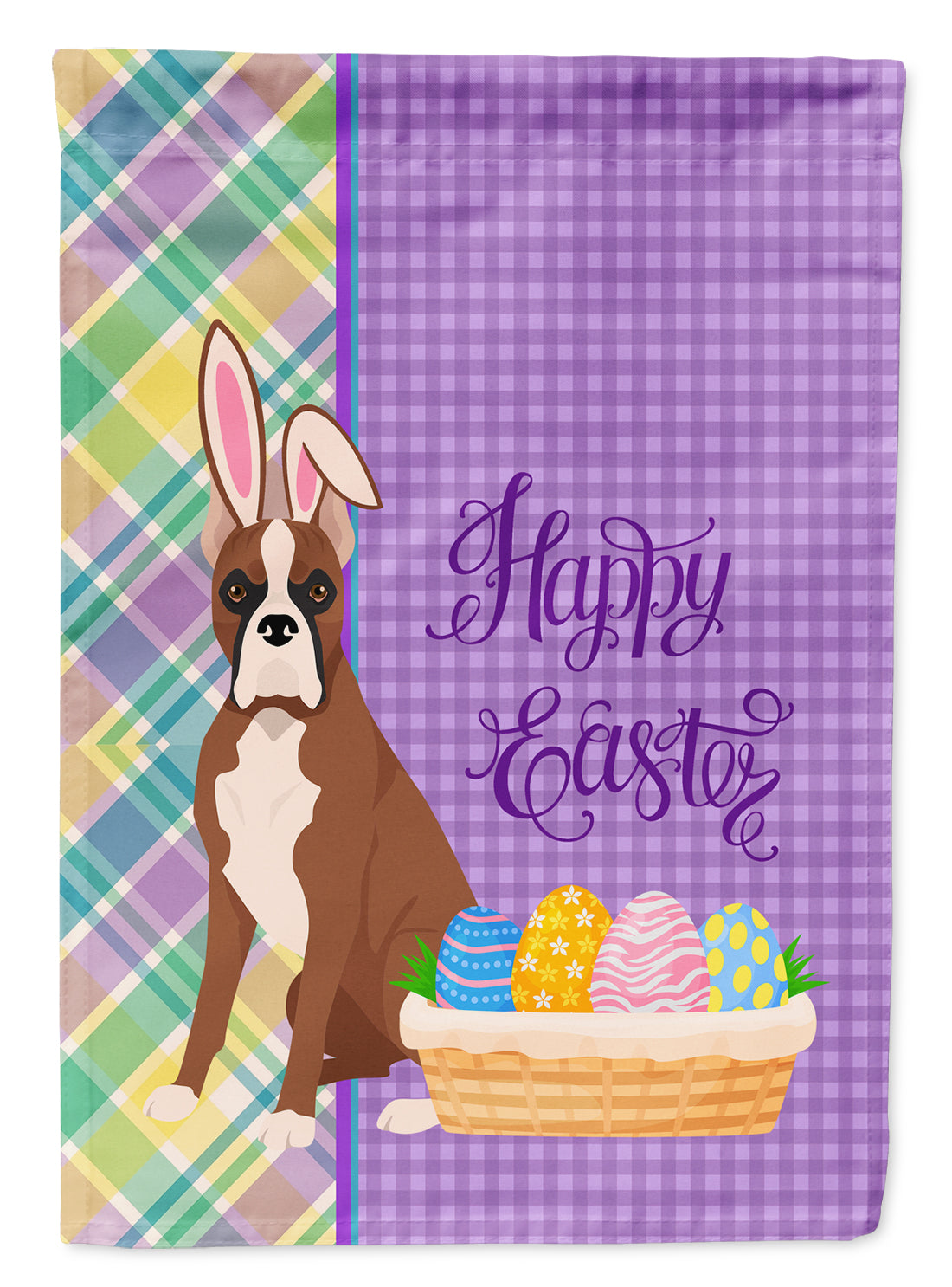 Red Fawn Boxer Easter Flag Garden Size