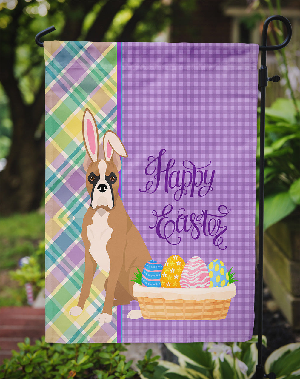 Fawn Boxer Easter Flag Garden Size  the-store.com.