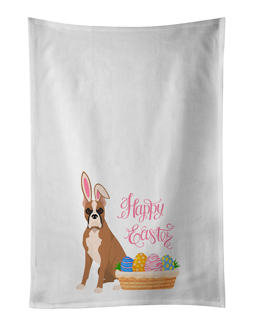 Buy this Fawn Boxer Easter White Kitchen Towel Set of 2 Dish Towels