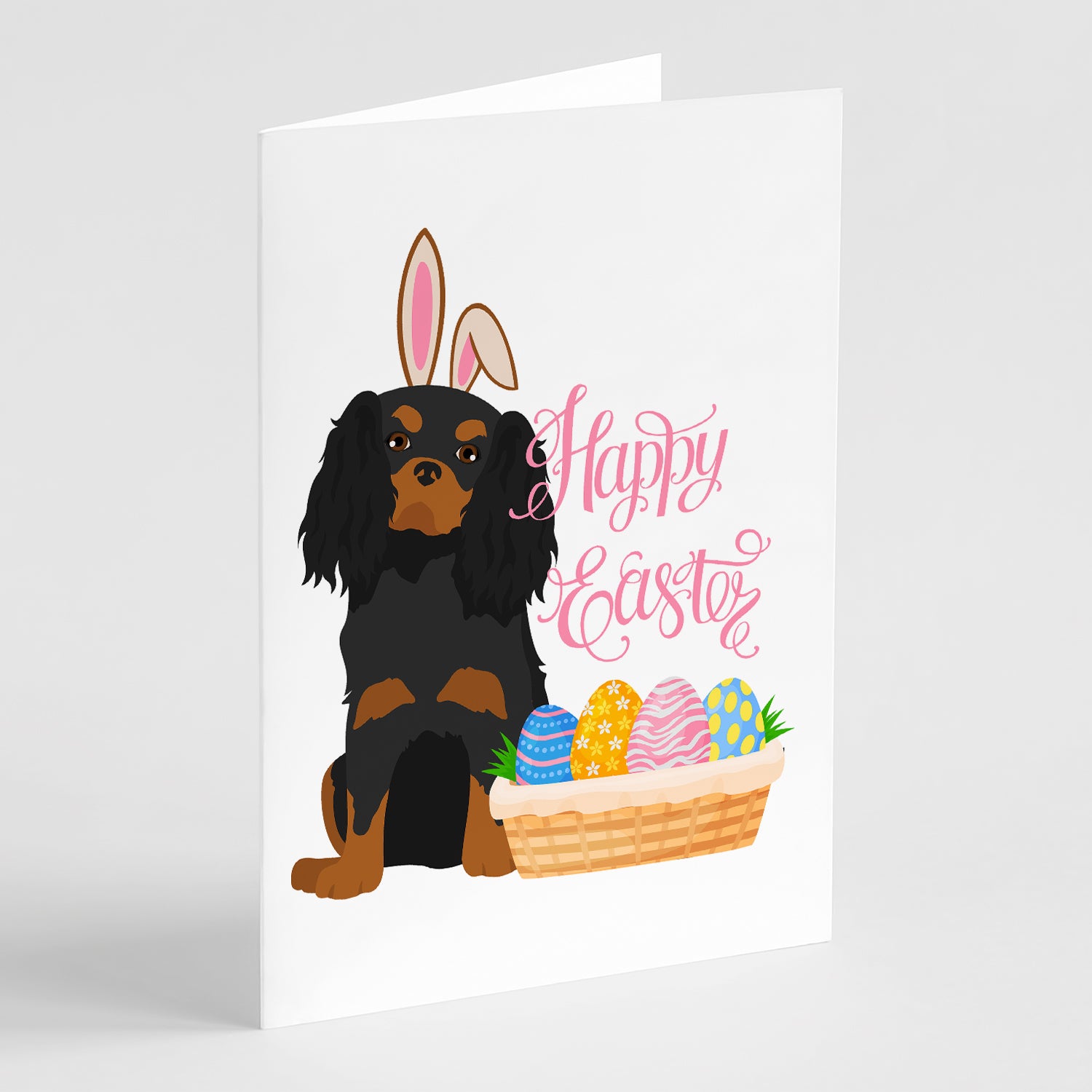 Buy this Black and Tan Cavalier Spaniel Easter Greeting Cards and Envelopes Pack of 8