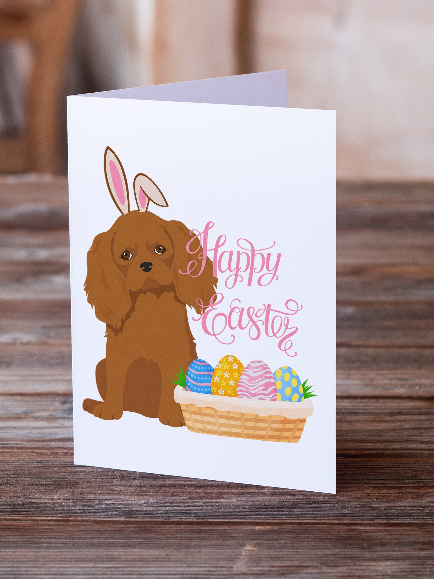 Ruby Cavalier Spaniel Easter Greeting Cards and Envelopes Pack of 8 - the-store.com