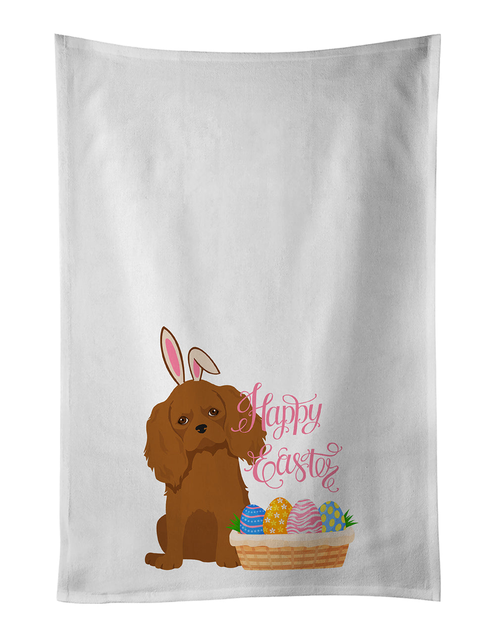 Buy this Ruby Cavalier Spaniel Easter White Kitchen Towel Set of 2 Dish Towels