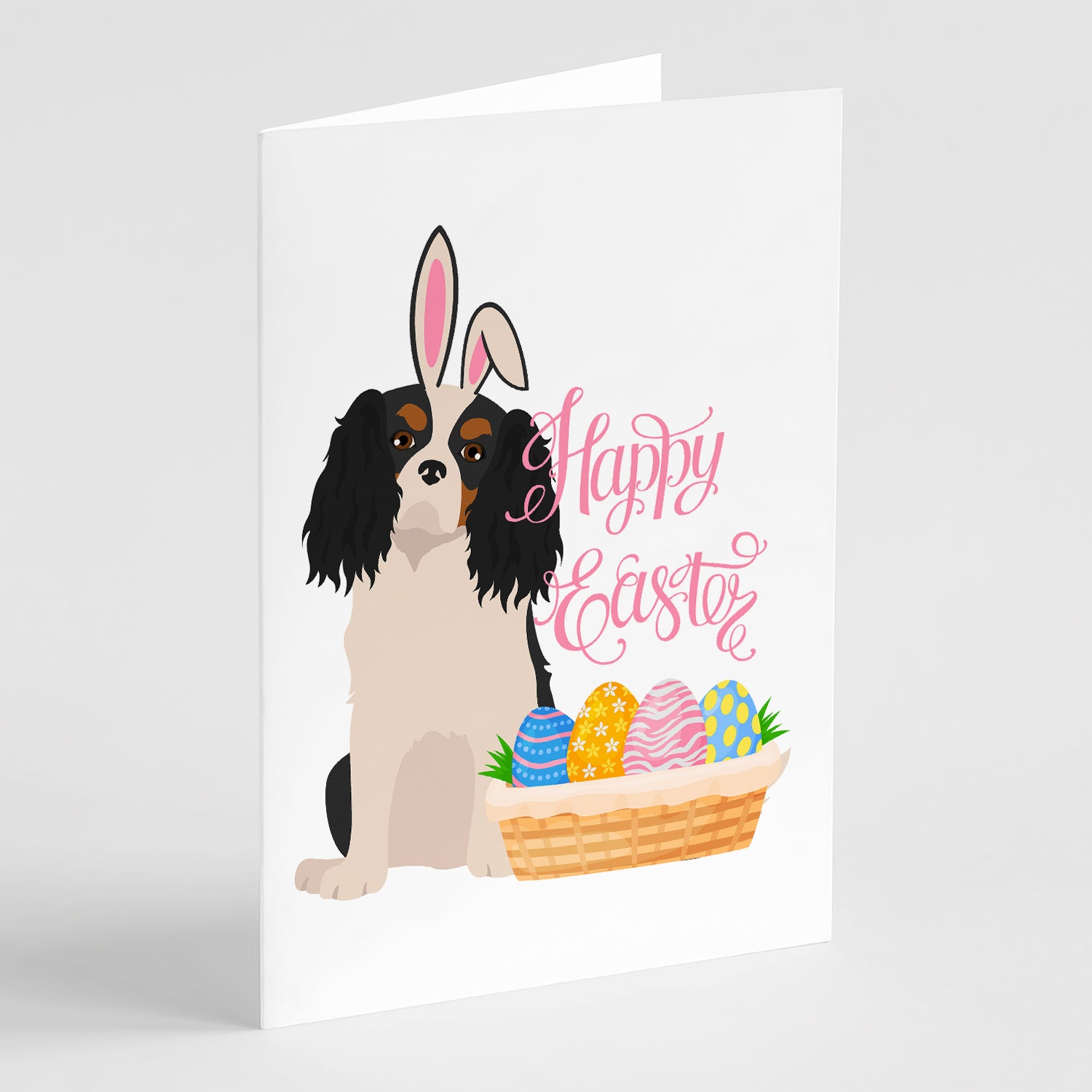Buy this Tricolor Cavalier Spaniel Easter Greeting Cards and Envelopes Pack of 8