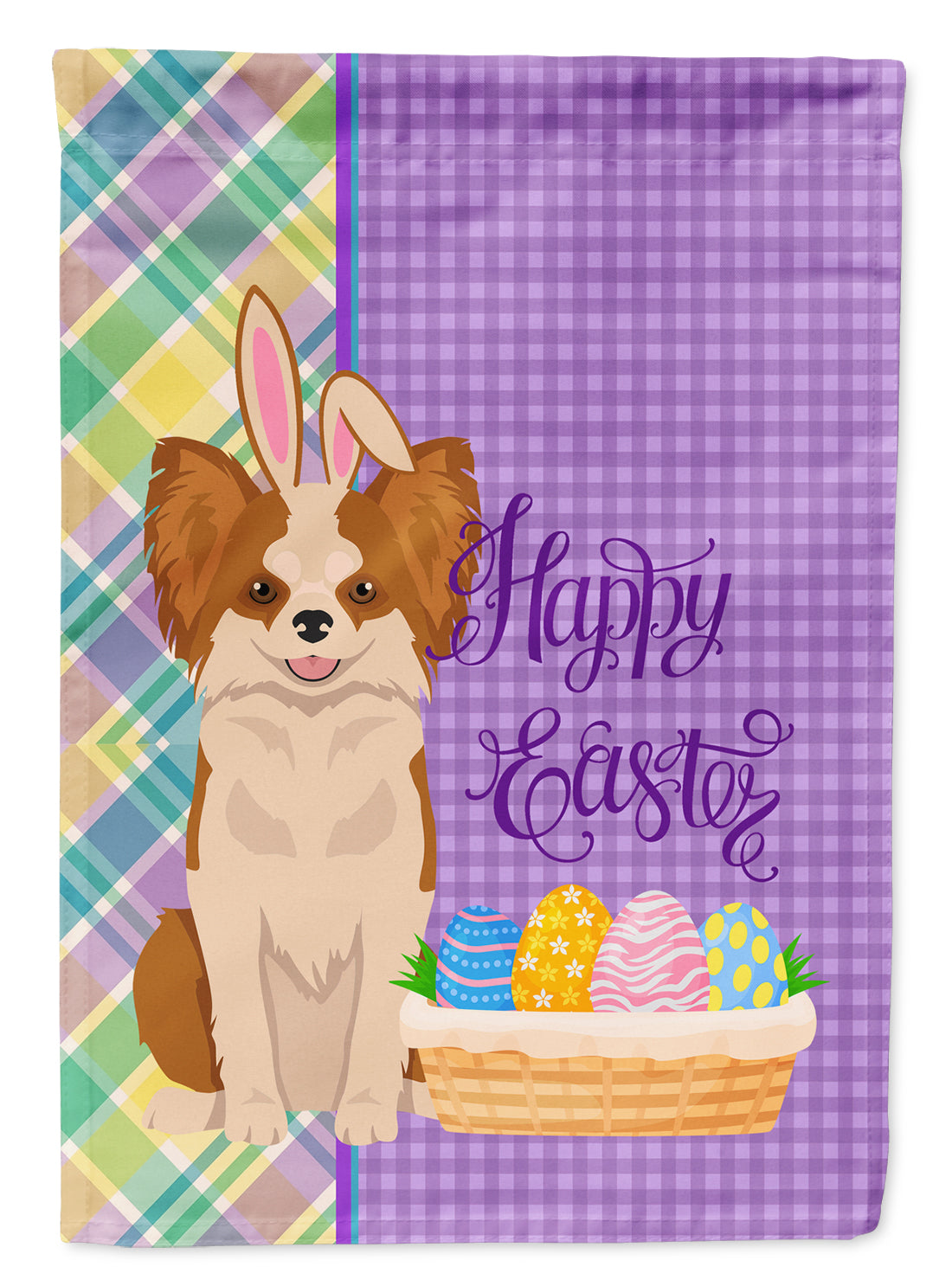 Longhaired Red and White Chihuahua Easter Flag Garden Size  the-store.com.