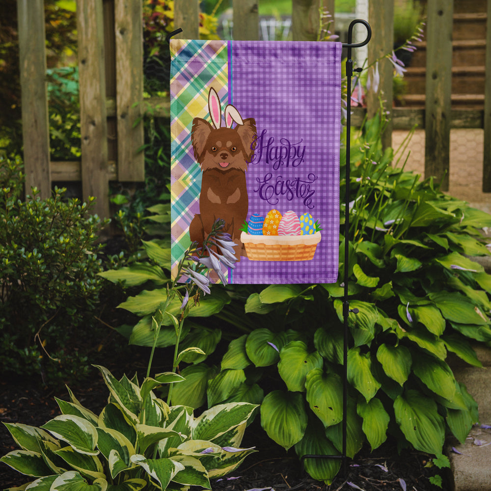 Longhaired Chocolate and Tan Chihuahua Easter Flag Garden Size