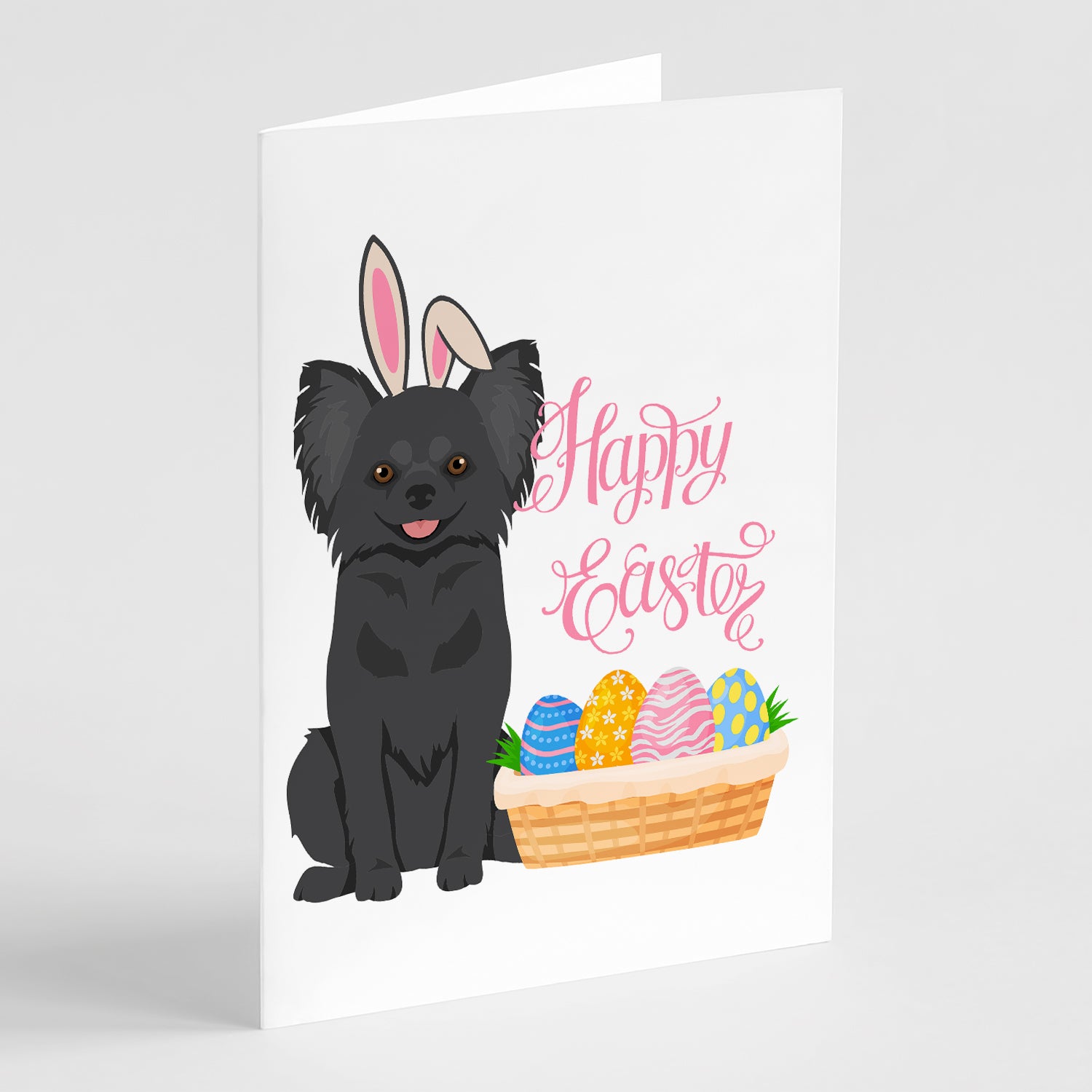 Buy this Longhaired Black Chihuahua Easter Greeting Cards and Envelopes Pack of 8