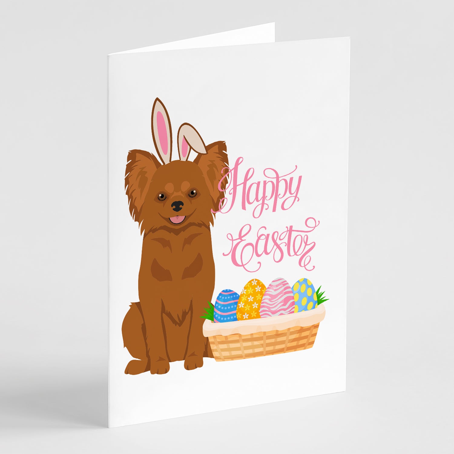 Buy this Longhaired Red Chihuahua Easter Greeting Cards and Envelopes Pack of 8
