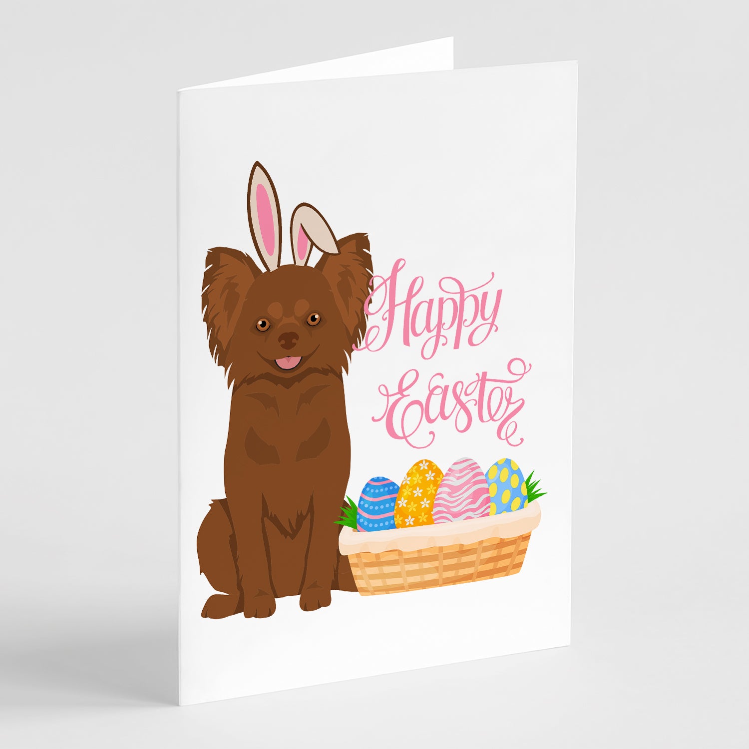 Buy this Longhaired Chocolate Chihuahua Easter Greeting Cards and Envelopes Pack of 8