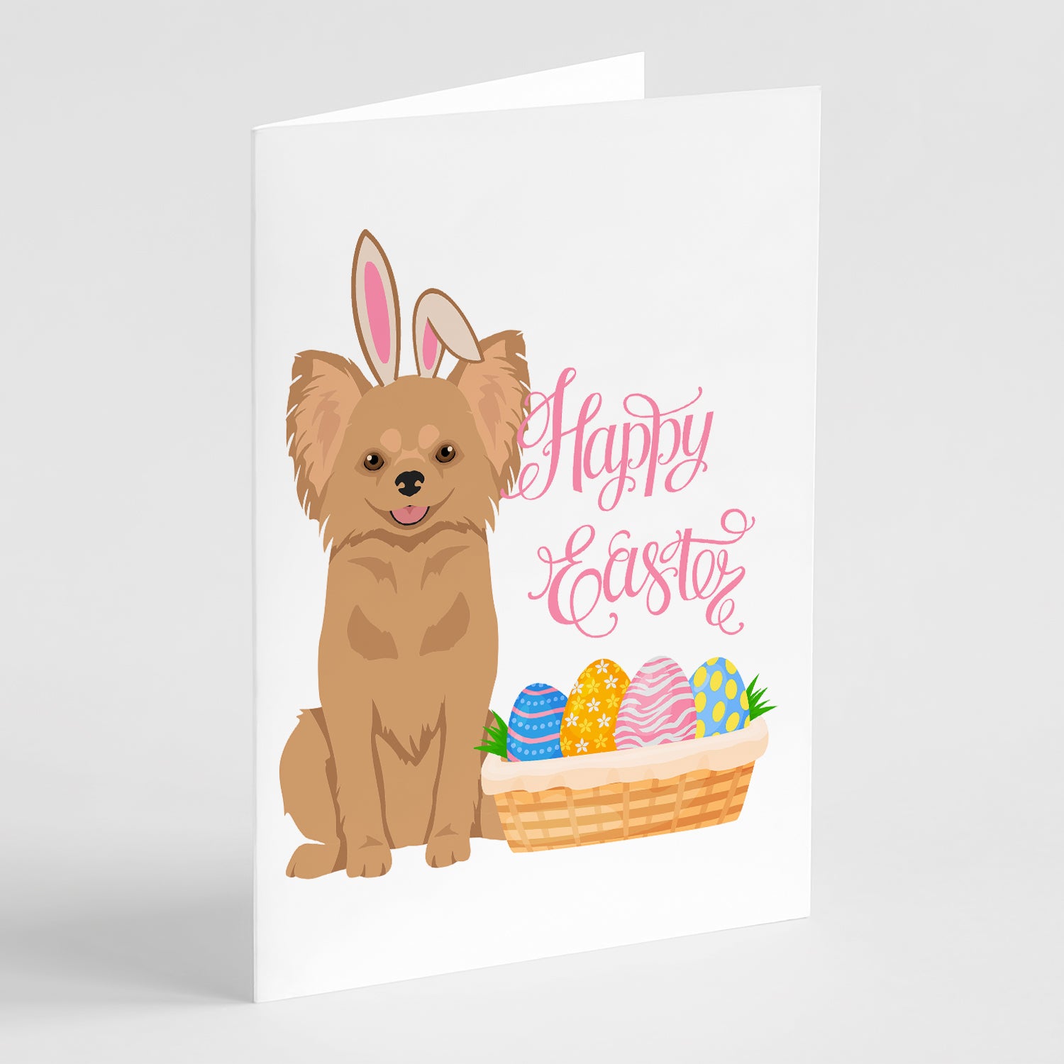 Buy this Longhaired Gold Chihuahua Easter Greeting Cards and Envelopes Pack of 8