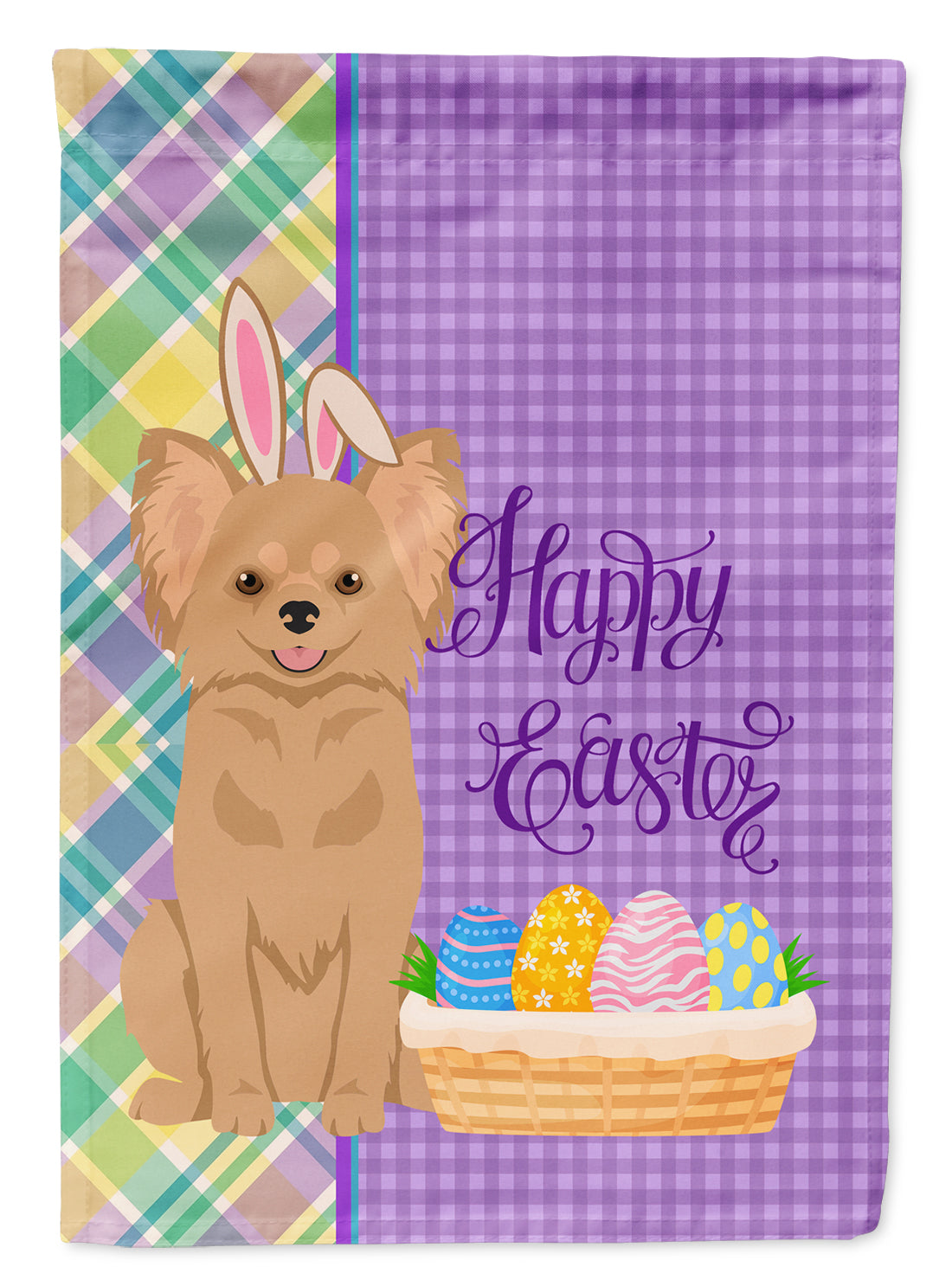 Longhaired Gold Chihuahua Easter Flag Garden Size