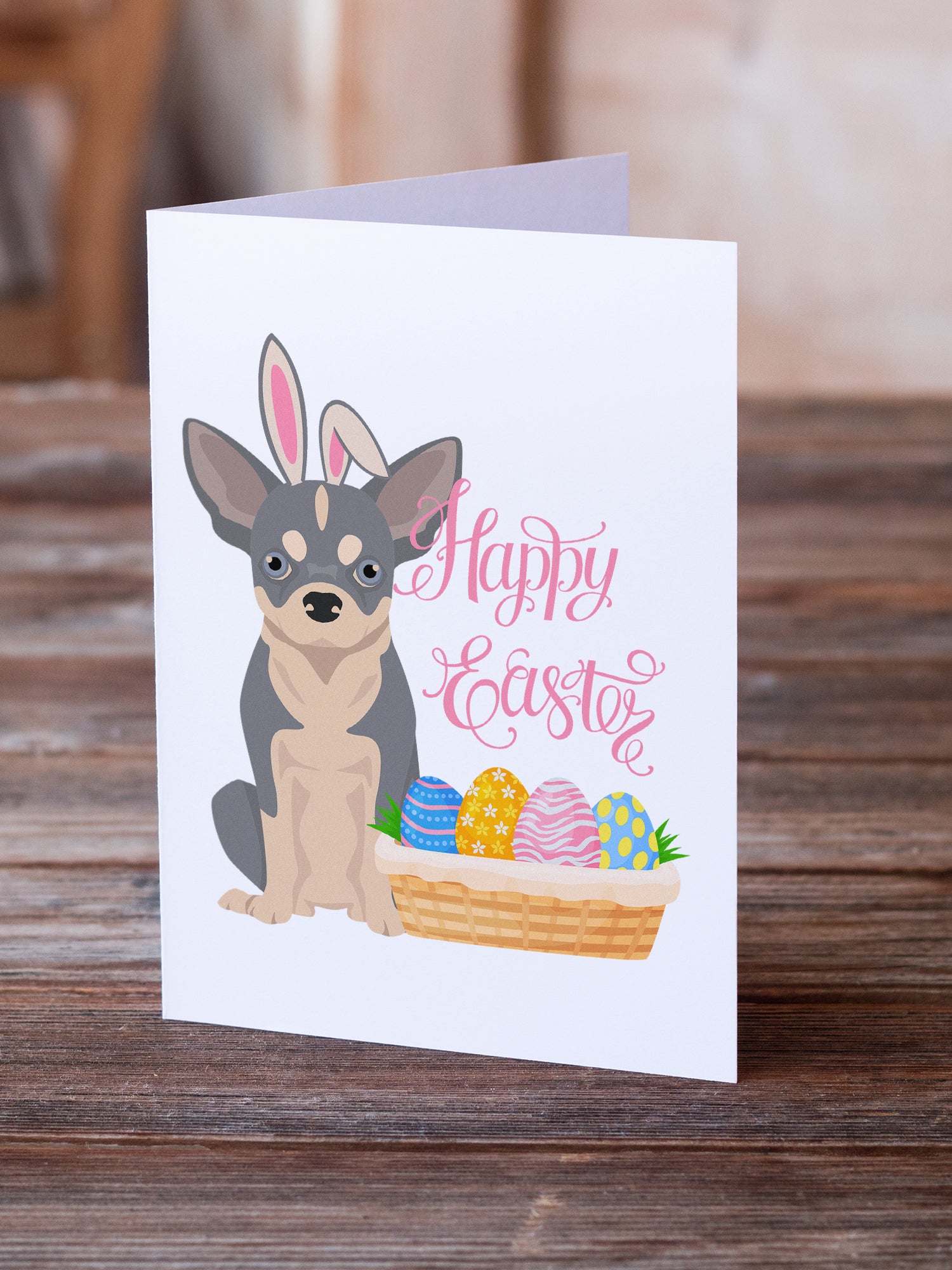 Buy this Blue and White Chihuahua Easter Greeting Cards and Envelopes Pack of 8