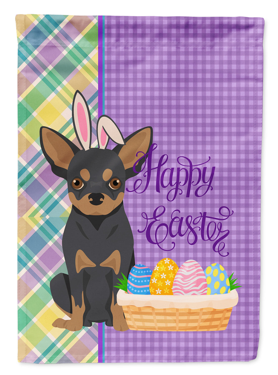 Black and Tan Chihuahua Easter Flag Garden Size  the-store.com.