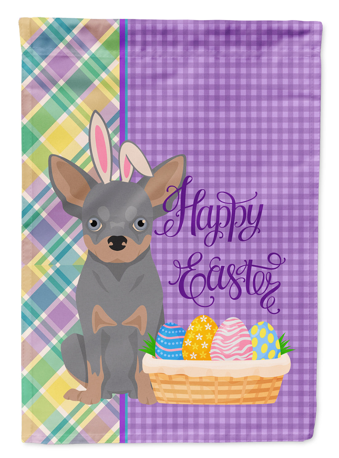 Blue and Tan Chihuahua Easter Flag Garden Size