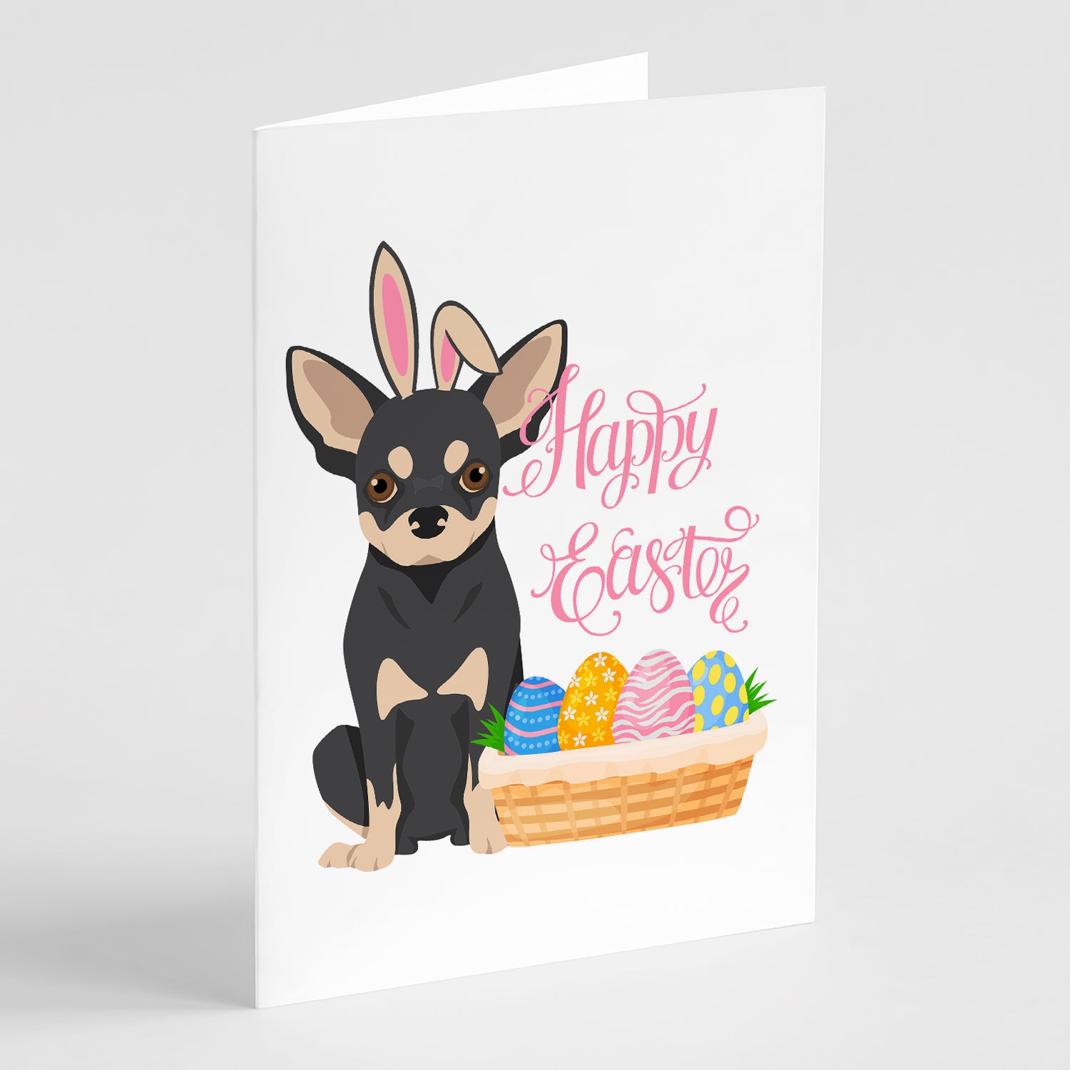 Buy this Black and Cream Chihuahua Easter Greeting Cards and Envelopes Pack of 8