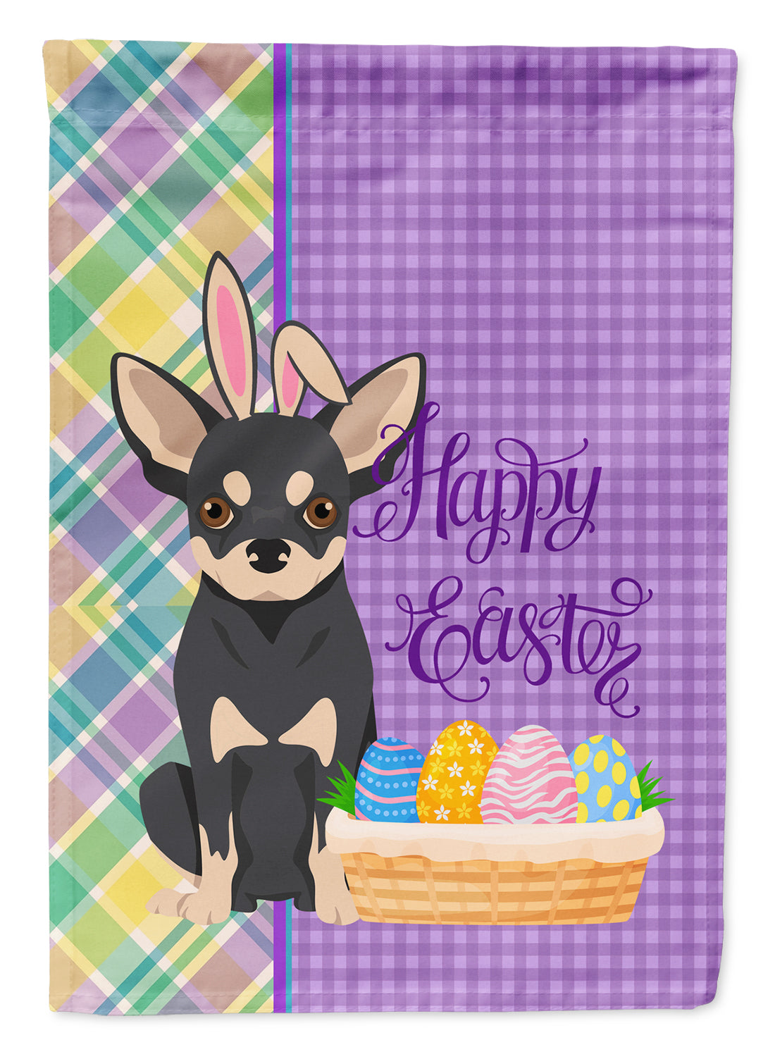 Black and Cream Chihuahua Easter Flag Garden Size