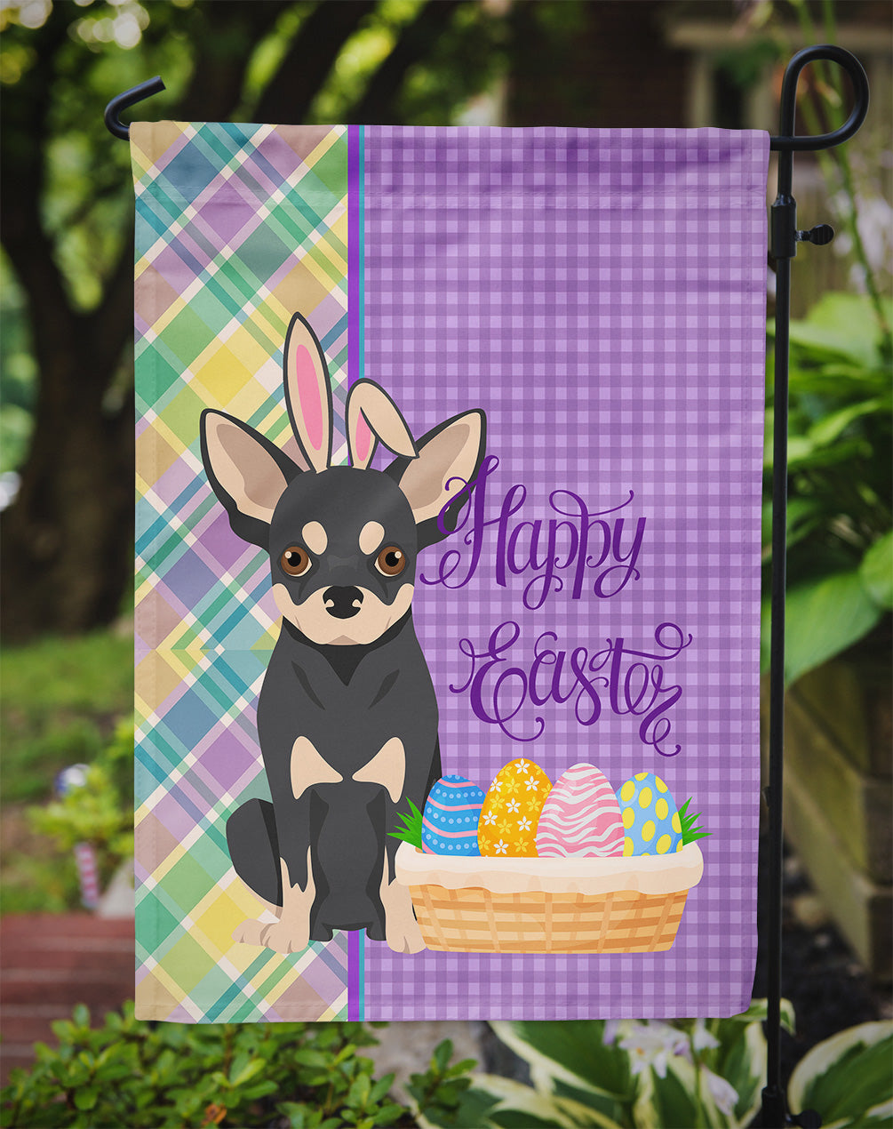 Black and Cream Chihuahua Easter Flag Garden Size  the-store.com.