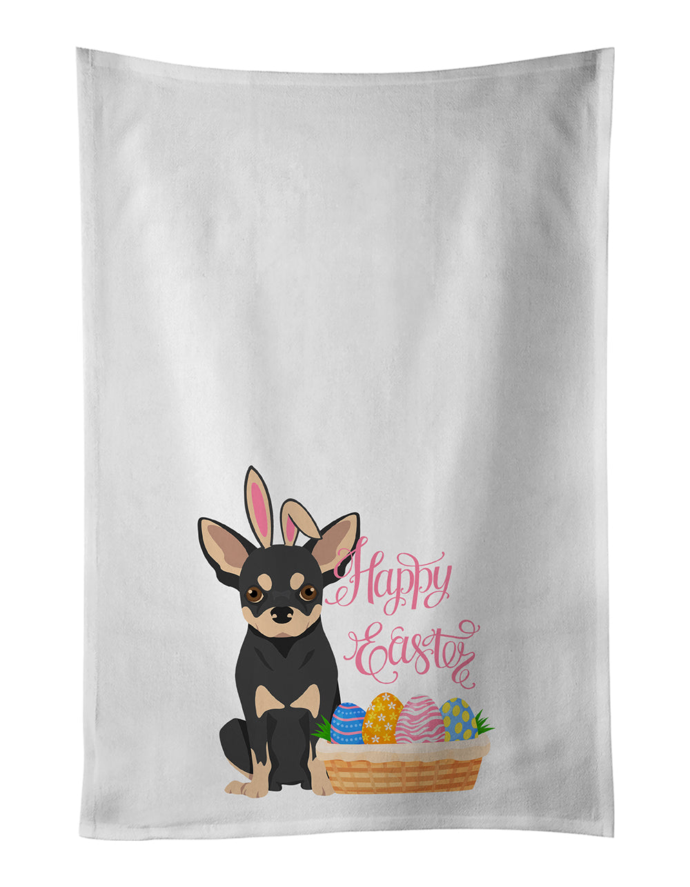 Buy this Black and Cream Chihuahua Easter White Kitchen Towel Set of 2 Dish Towels