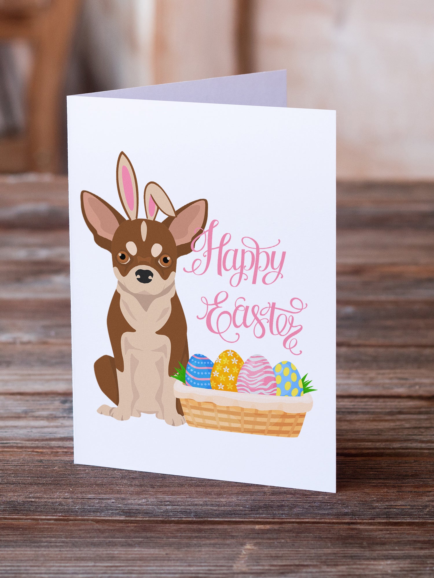 Buy this Red and White Chihuahua Easter Greeting Cards and Envelopes Pack of 8