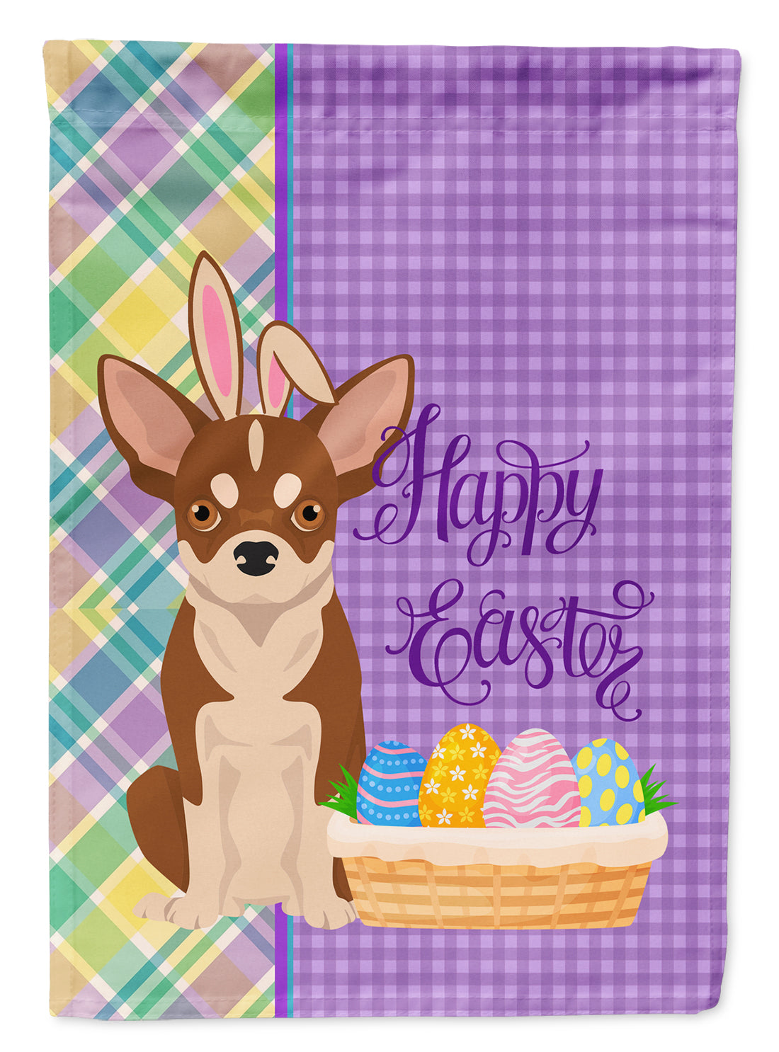 Red and White Chihuahua Easter Flag Garden Size  the-store.com.
