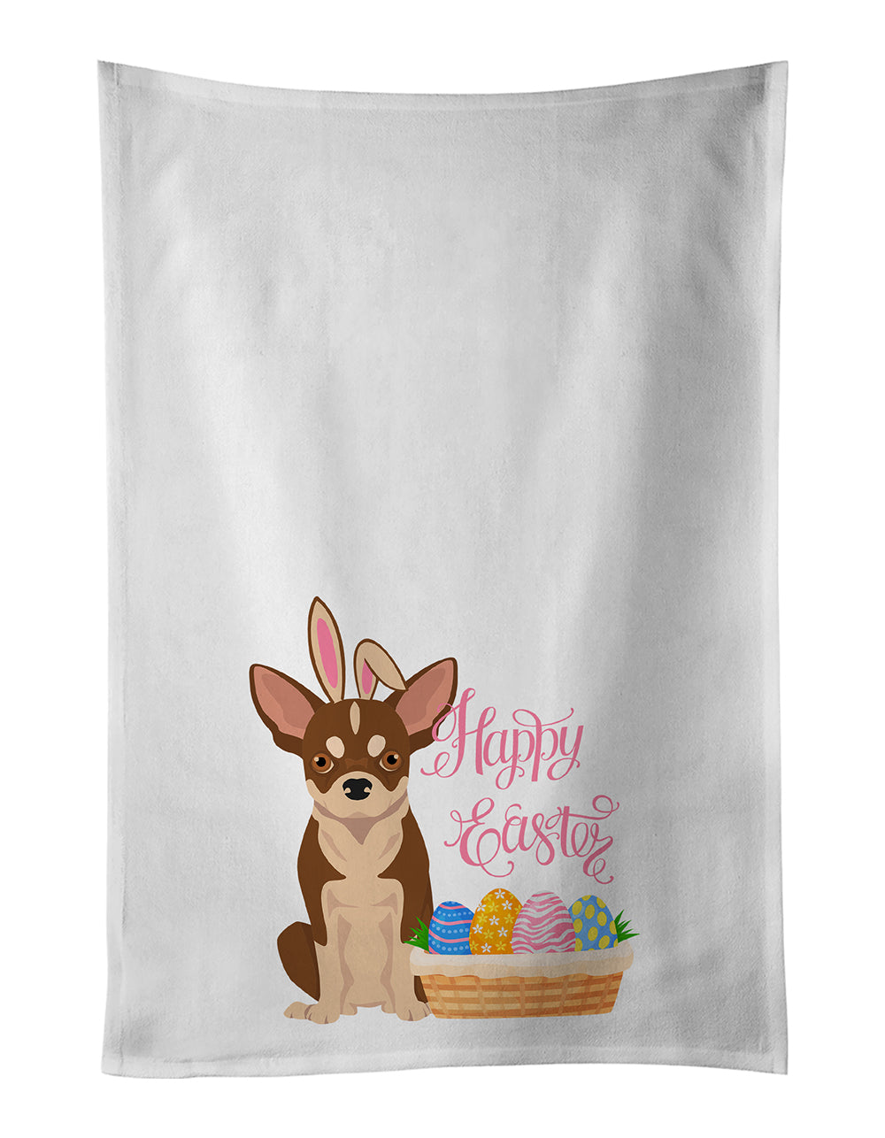 Buy this Red and White Chihuahua Easter White Kitchen Towel Set of 2 Dish Towels