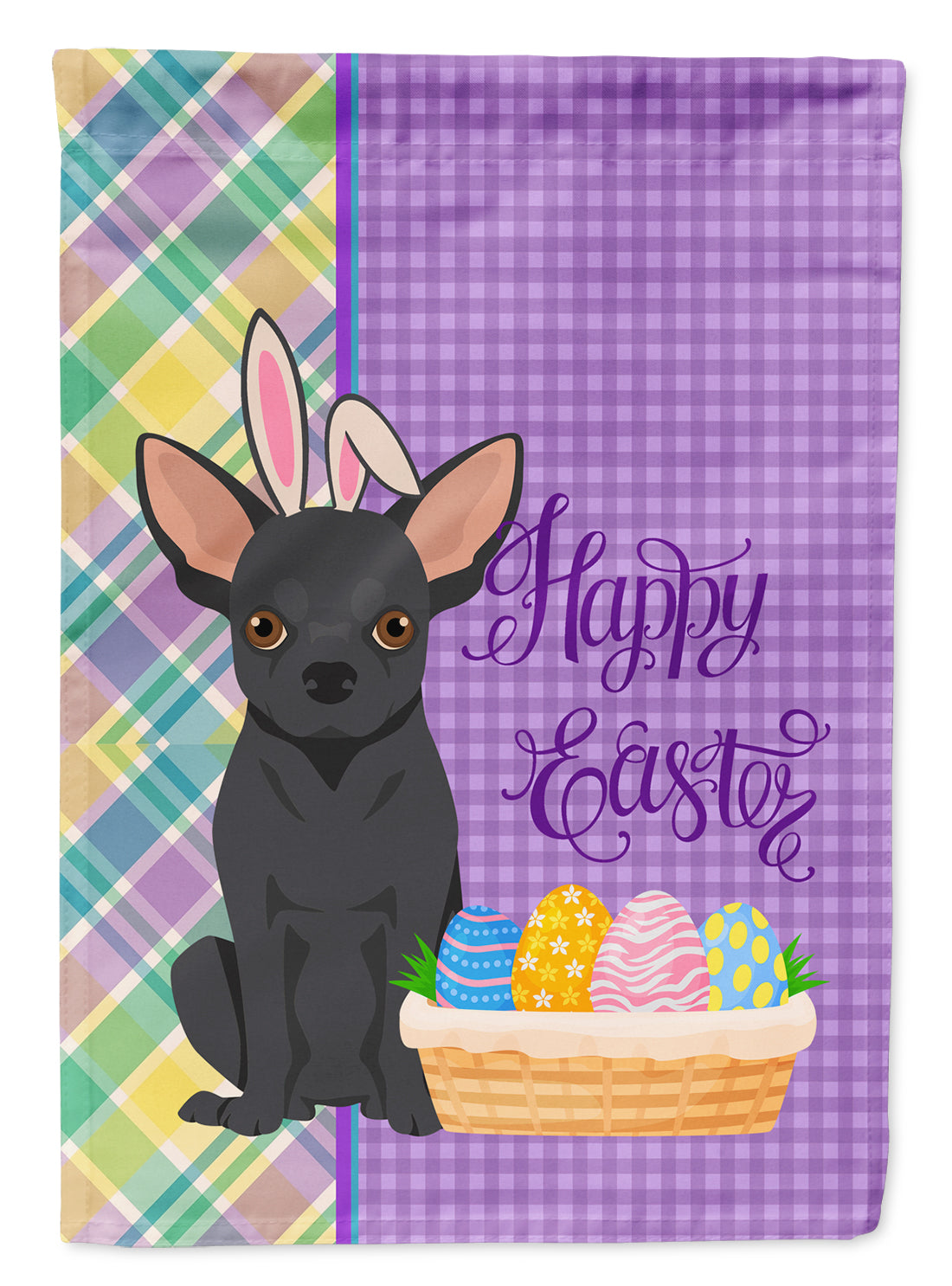 Black Chihuahua Easter Flag Garden Size  the-store.com.