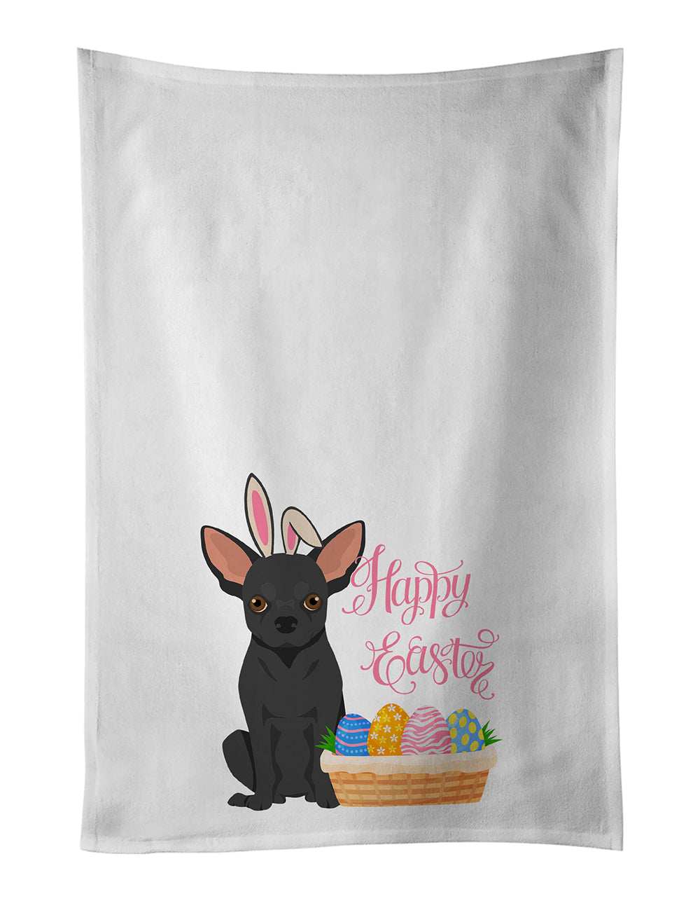 Buy this Black Chihuahua Easter White Kitchen Towel Set of 2 Dish Towels