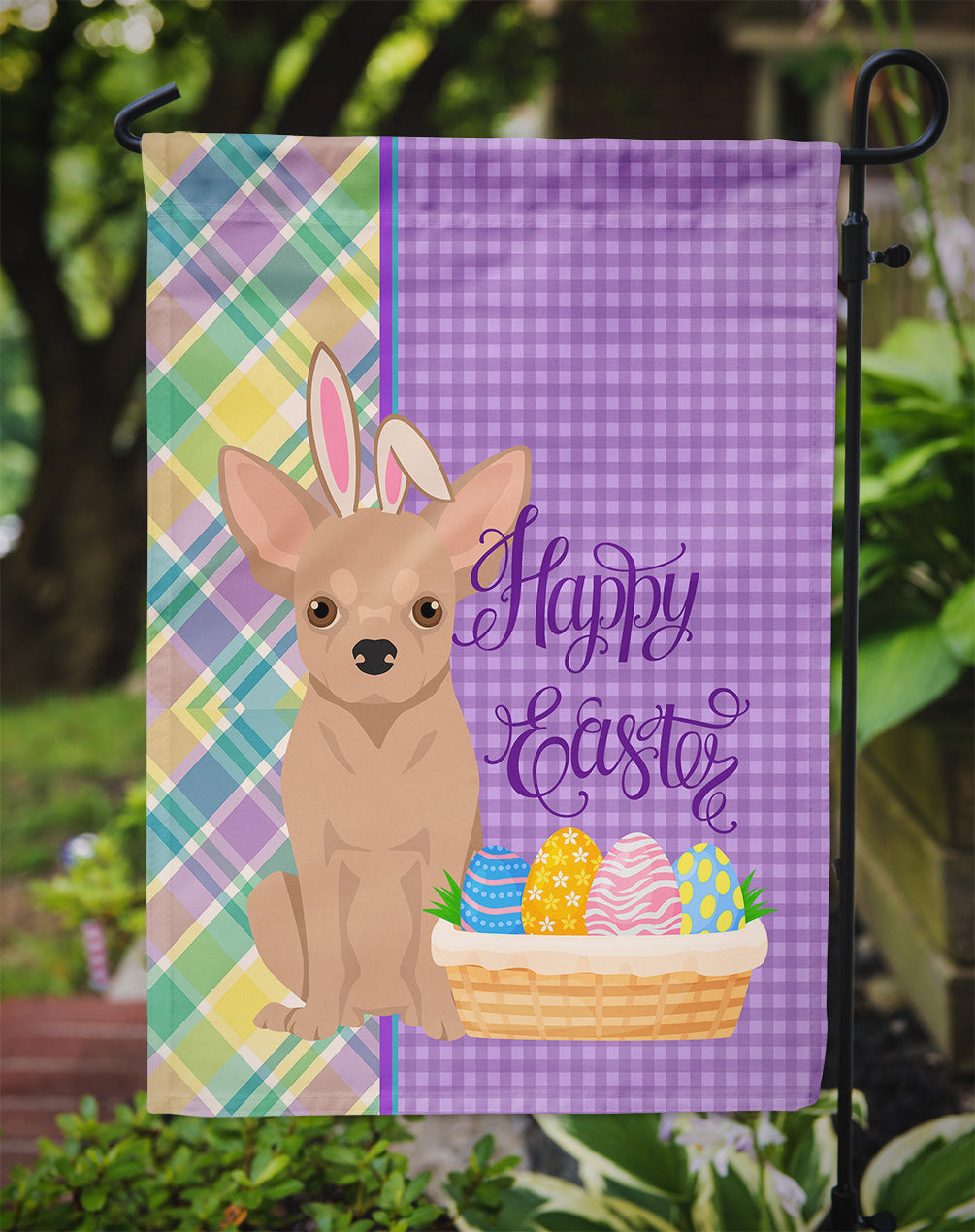 Cream Chihuahua Easter Flag Garden Size