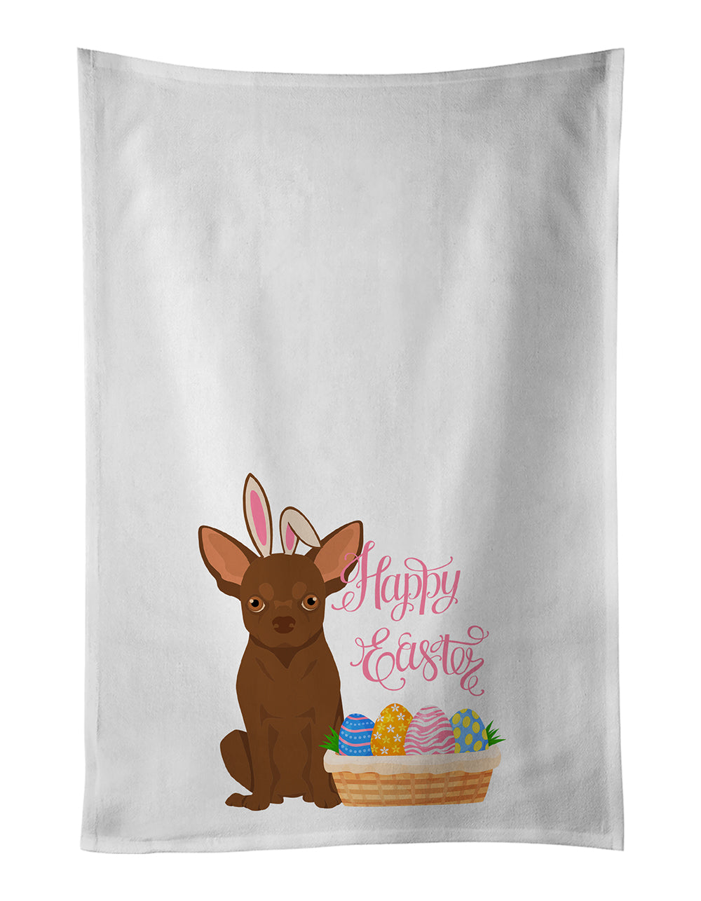 Buy this Chocolate Chihuahua Easter White Kitchen Towel Set of 2 Dish Towels