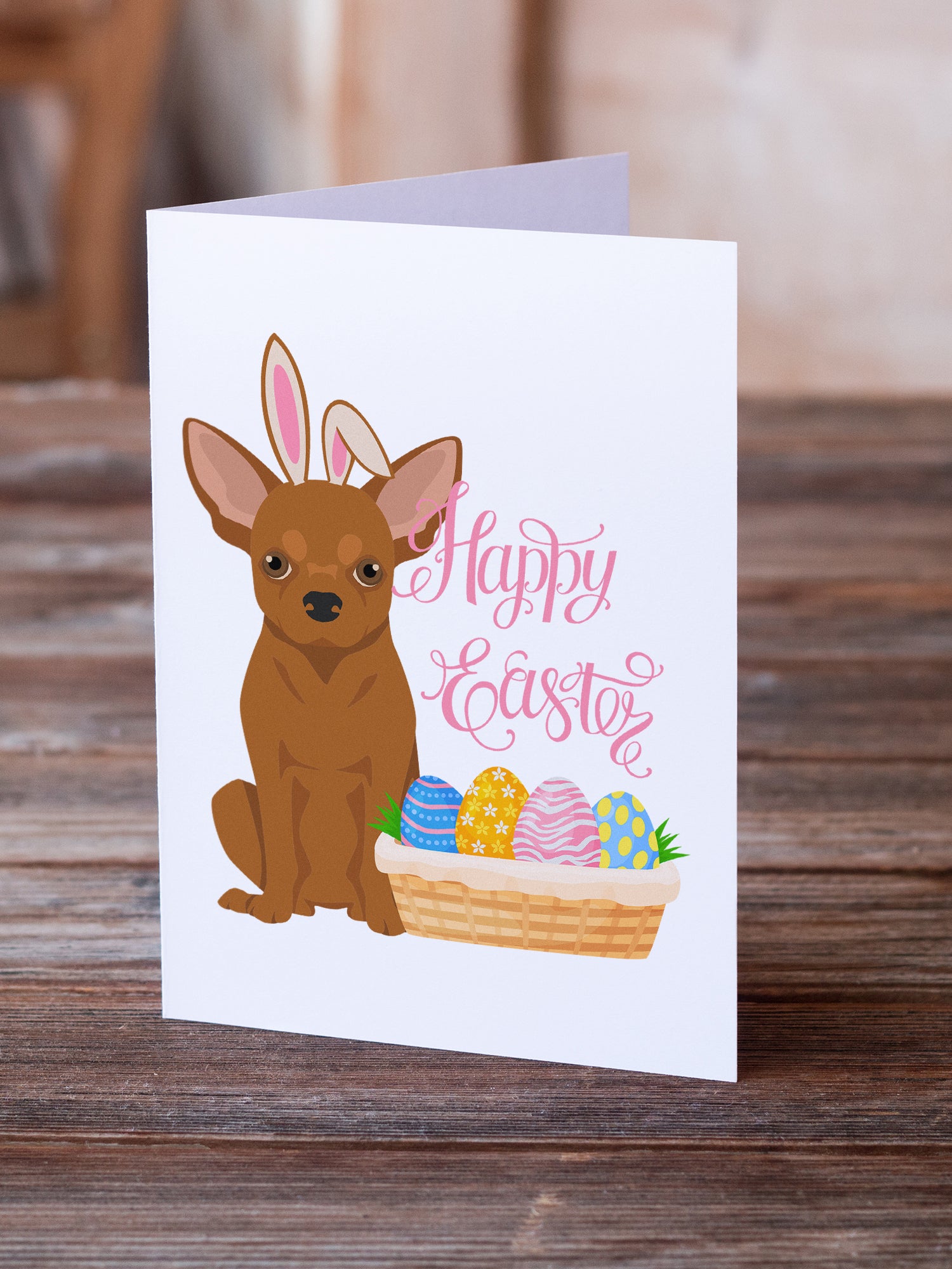 Red Chihuahua Easter Greeting Cards and Envelopes Pack of 8 - the-store.com