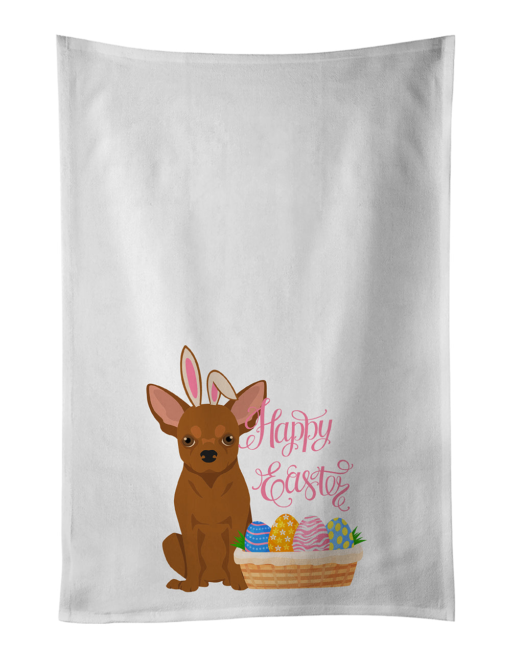 Buy this Red Chihuahua Easter White Kitchen Towel Set of 2 Dish Towels