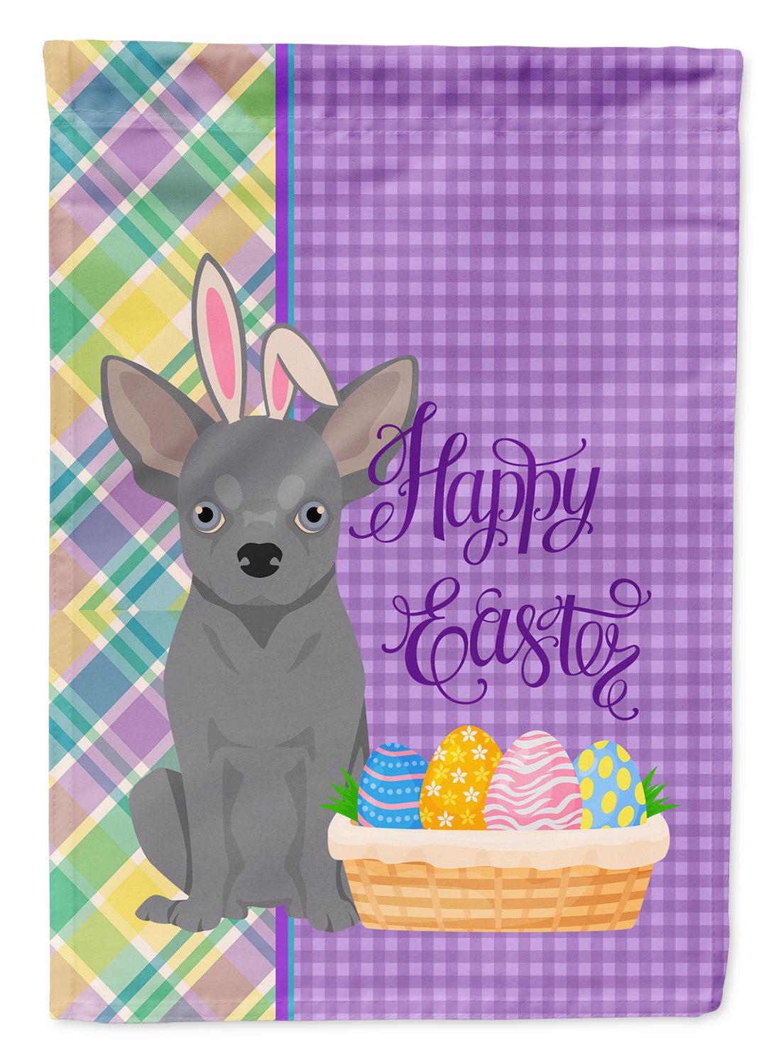 Blue Chihuahua Easter Flag Garden Size