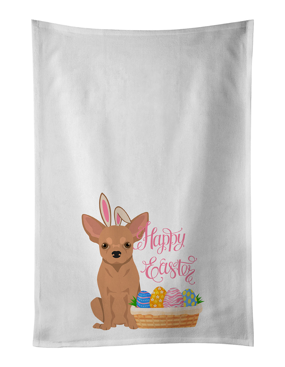 Buy this Gold Chihuahua Easter White Kitchen Towel Set of 2 Dish Towels