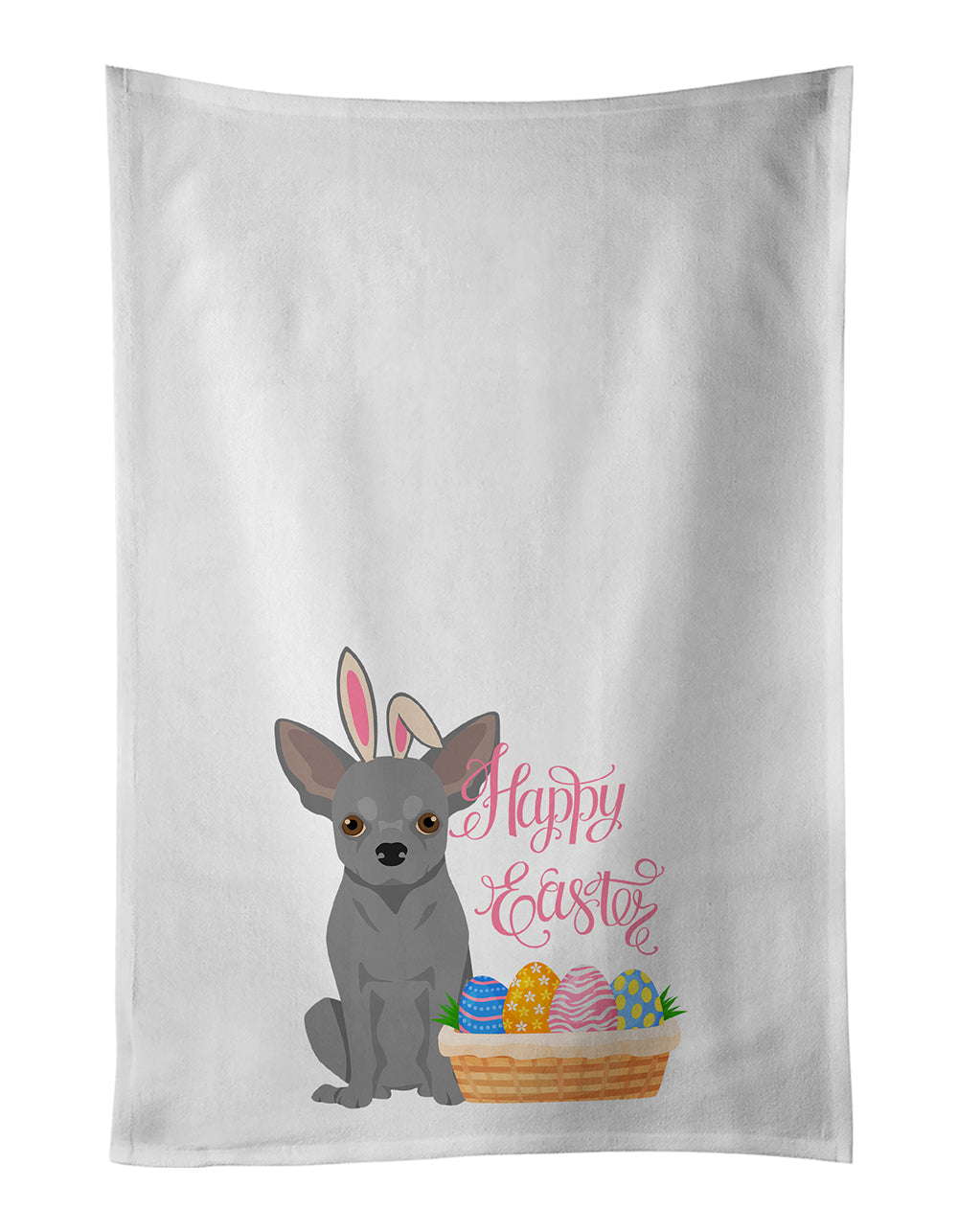 Buy this Silver Chihuahua Easter White Kitchen Towel Set of 2 Dish Towels