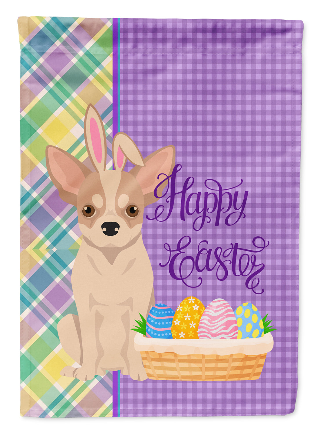 Fawn and White Chihuahua Easter Flag Garden Size