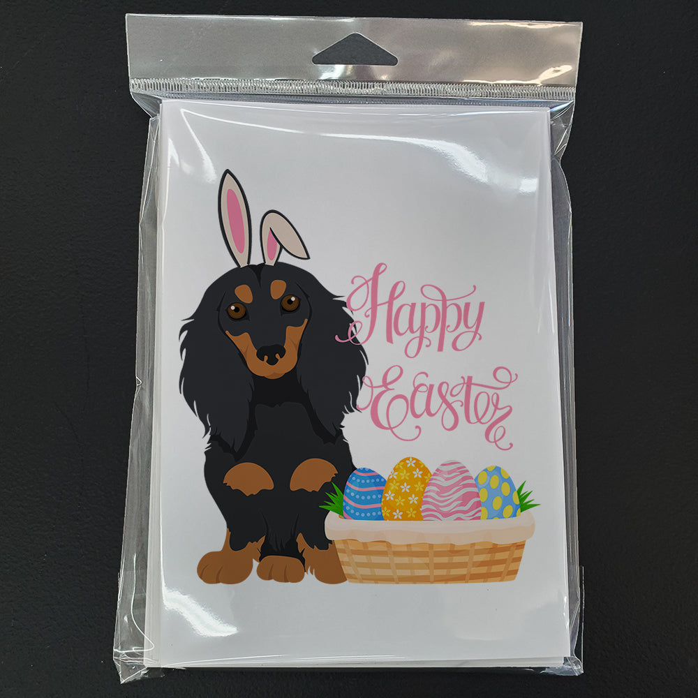 Longhair Black and Tan Dachshund Easter Greeting Cards and Envelopes Pack of 8 - the-store.com