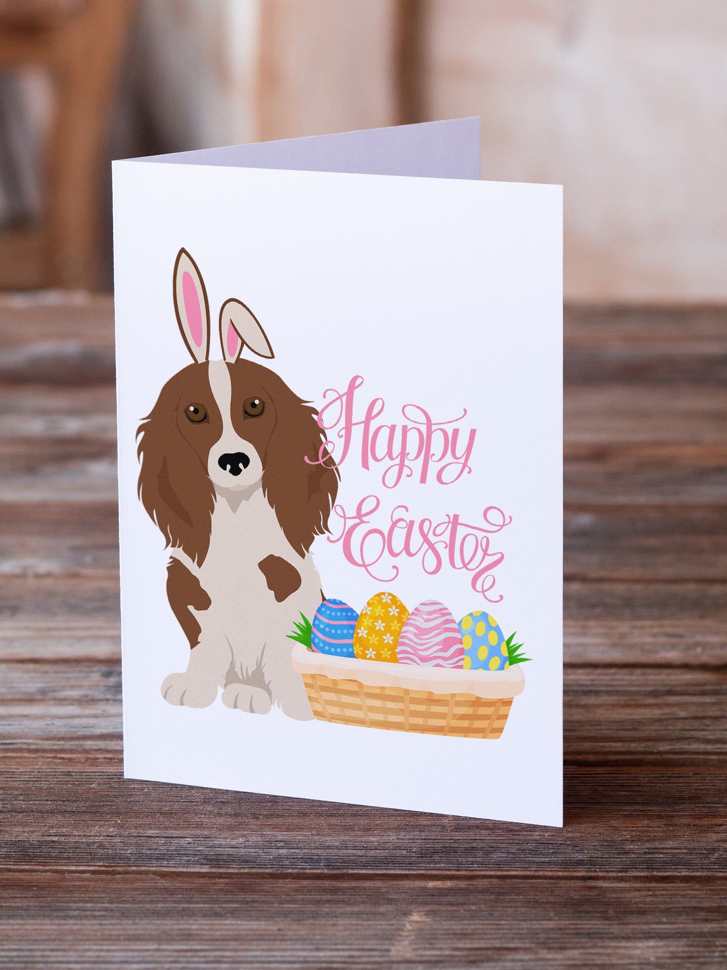 Buy this Longhair Red Pedbald Dachshund Easter Greeting Cards and Envelopes Pack of 8
