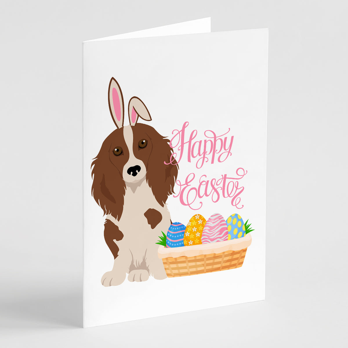 Caroline's Treasures Longhair Red Pedbald Dachshund Easter Greeting Cards - Blank Note Cards – 8-Pack of Artist-Designed Cards with Envelopes