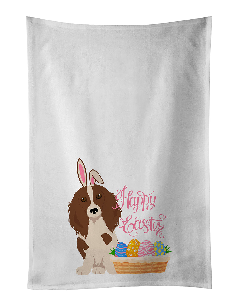 Buy this Longhair Red Pedbald Dachshund Easter White Kitchen Towel Set of 2 Dish Towels