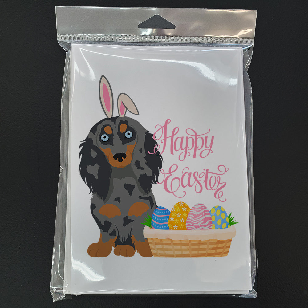 Caroline's Treasures Longhair Blue and Tan Dapple Dachshund Easter Greeting Cards - Blank Note Cards – 8-Pack of Artist-Designed Cards with Envelopes
