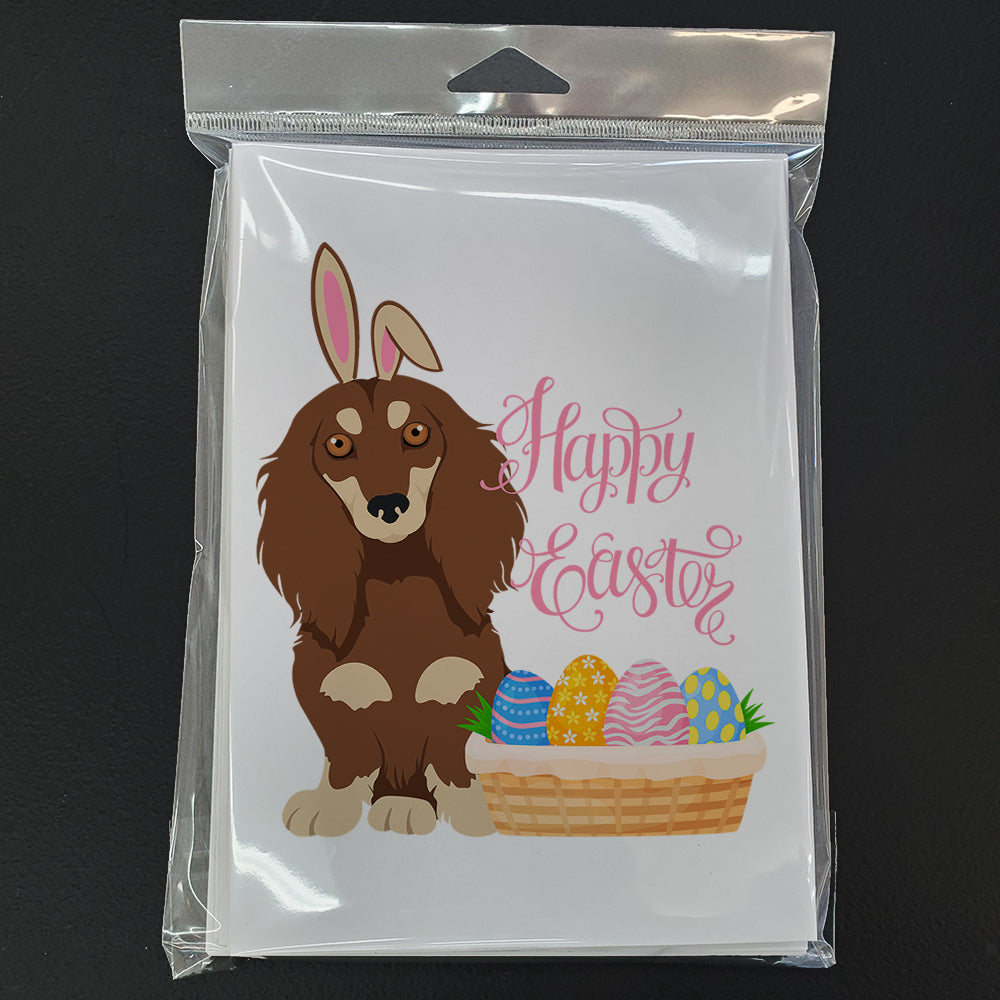 Caroline's Treasures Longhair Chocolate and Cream Dachshund Easter Greeting Cards - Blank Note Cards – 8-Pack of Artist-Designed Cards with Envelopes