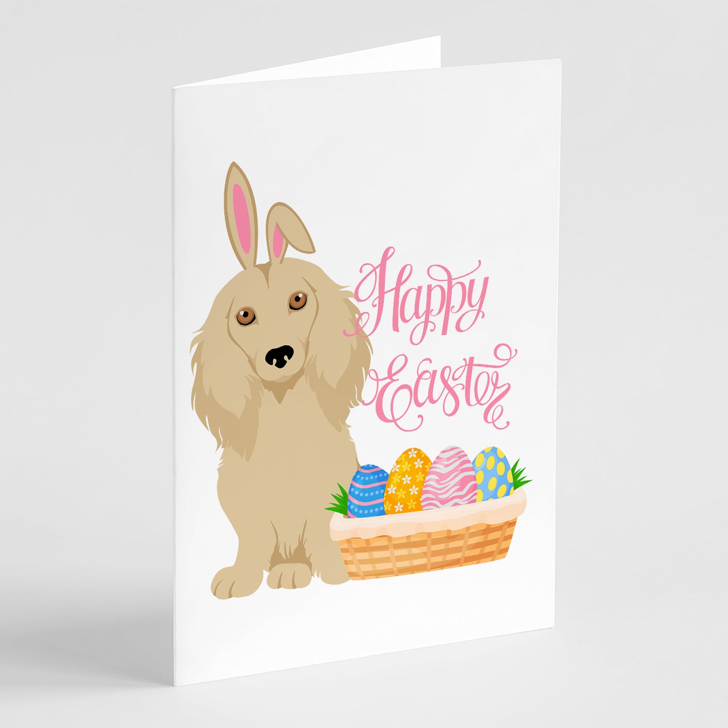 Caroline's Treasures Longhair Cream Dachshund Easter Greeting Cards - Blank Note Cards – 8-Pack of Artist-Designed Cards with Envelopes