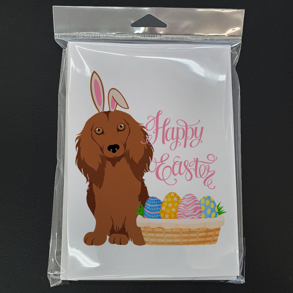 Longhair Red Dachshund Easter Greeting Cards and Envelopes Pack of 8 - the-store.com