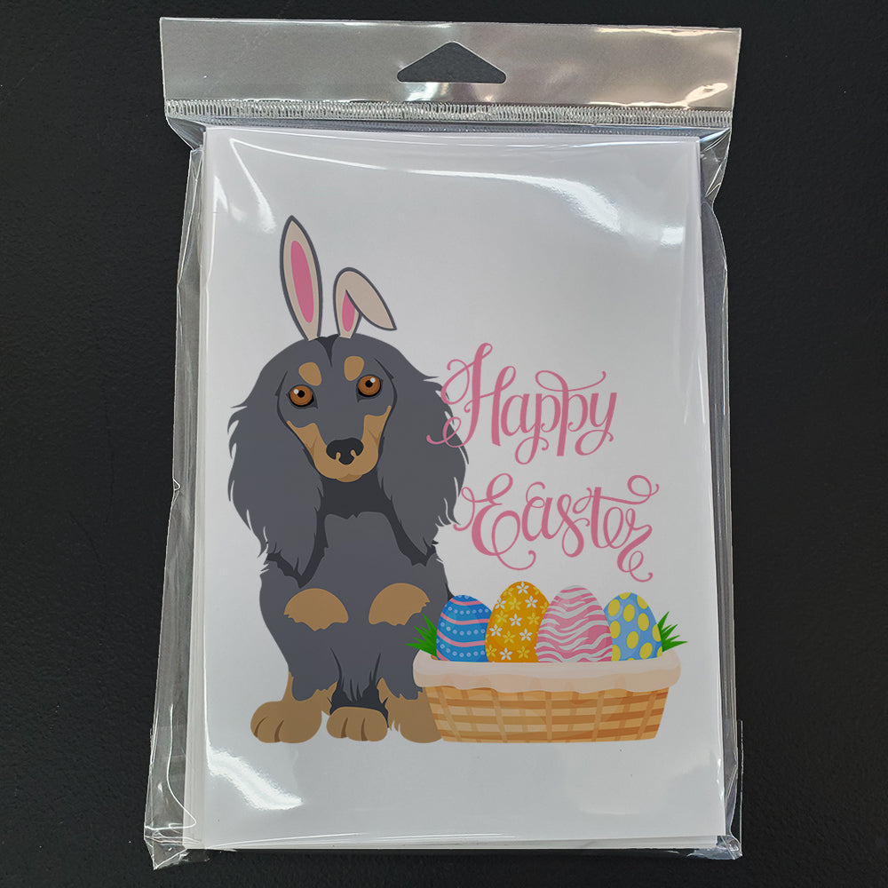 Longhair Blue and Tan Dachshund Easter Greeting Cards and Envelopes Pack of 8 - the-store.com