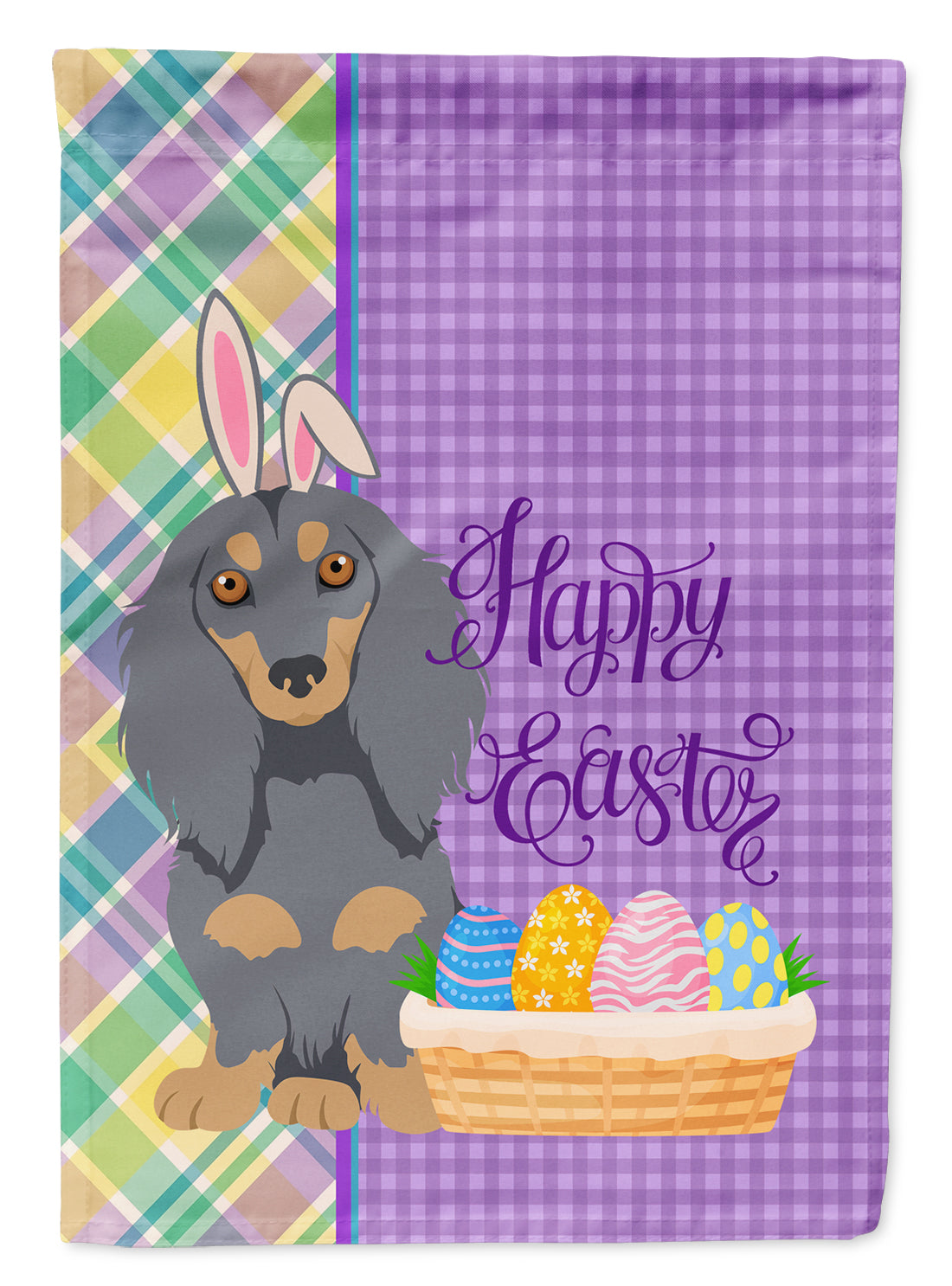 Caroline's Treasures Longhair Blue and Tan Dachshund Easter Garden Flag – Decorative Outdoor Yard Flag