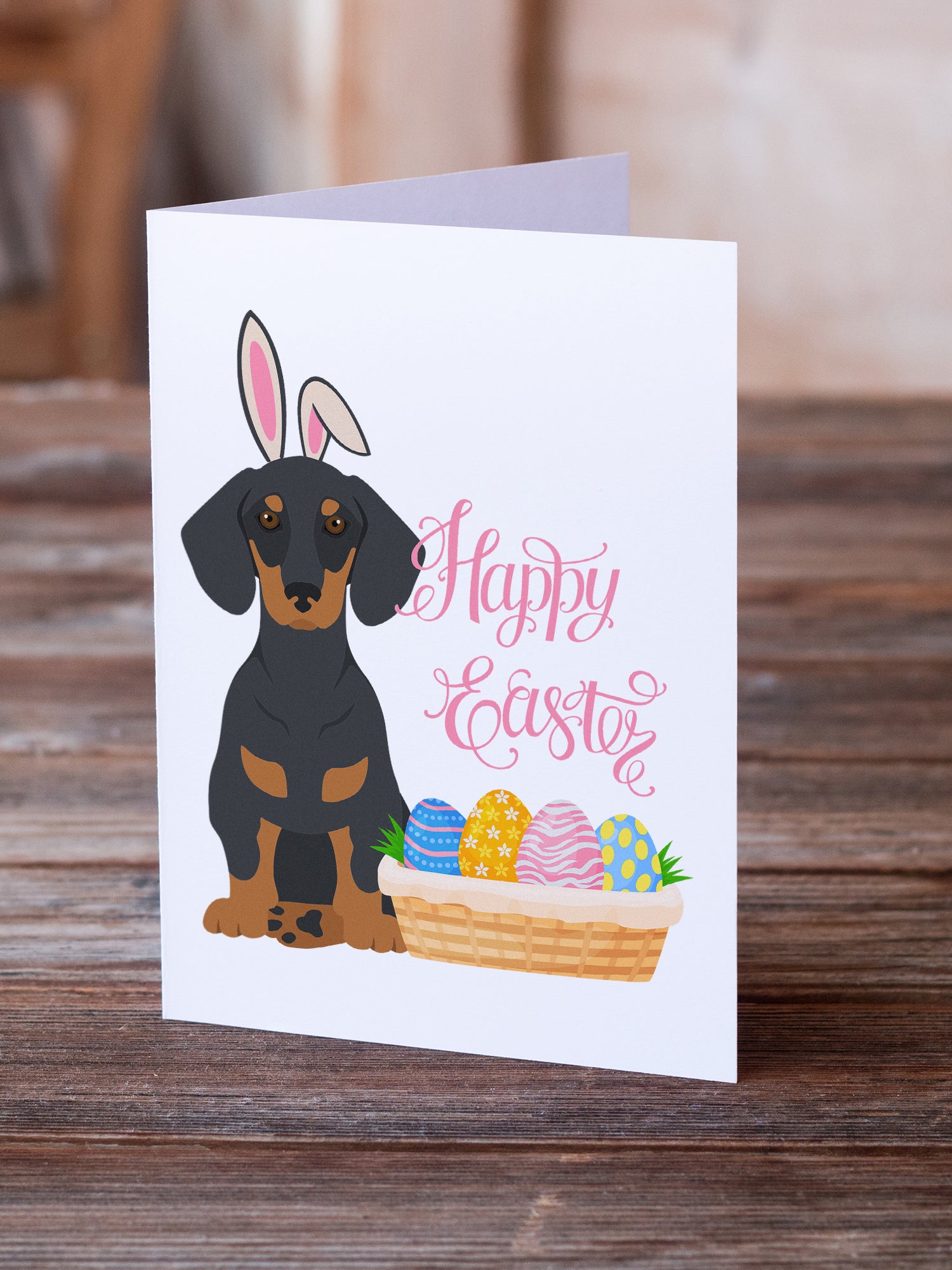 Black and Tan Dachshund Easter Greeting Cards and Envelopes Pack of 8 - the-store.com